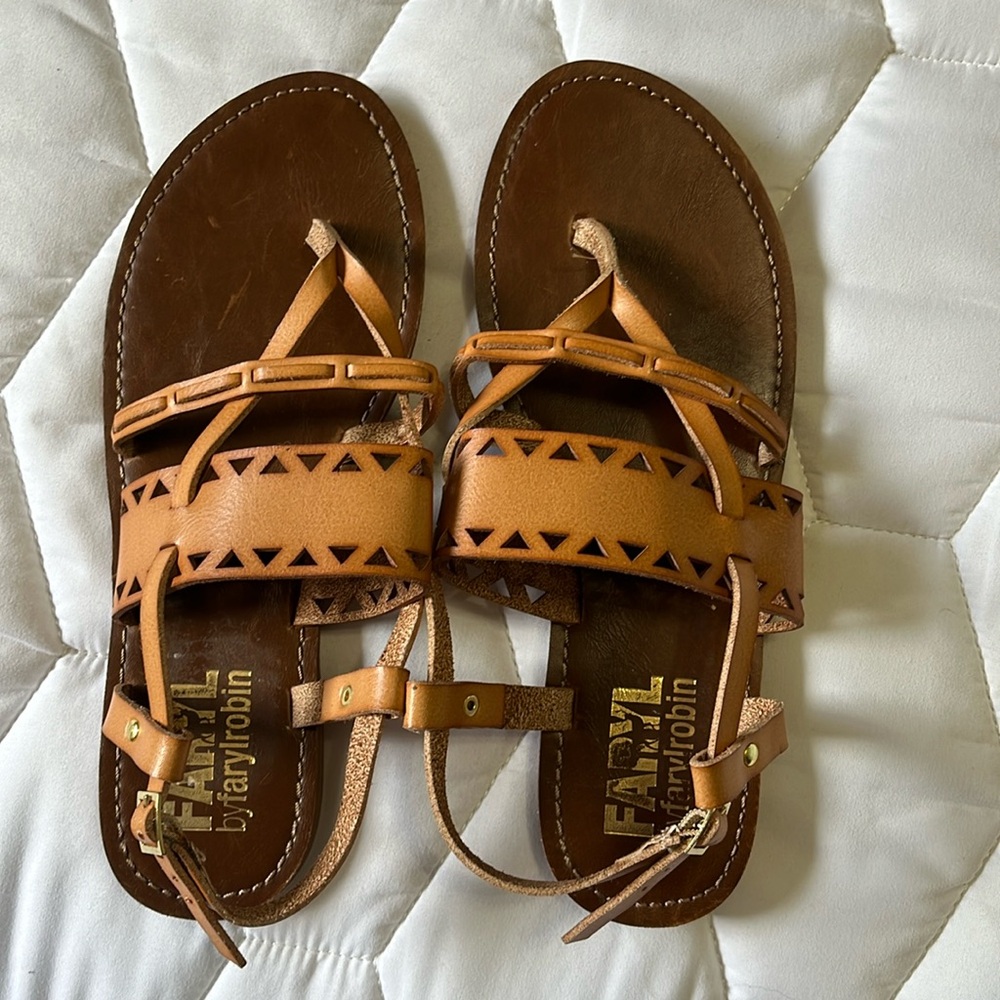 Faryl by Farylrobin Leather Flat Buckled Sandal - Size 7.5